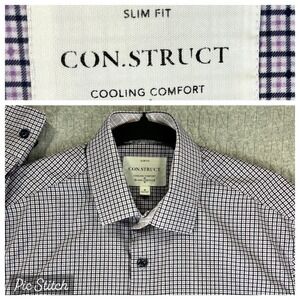 CONSTRUCT Tattersall Check Slim Fit Comfort Dress Shirt‎ Men M long sleeve